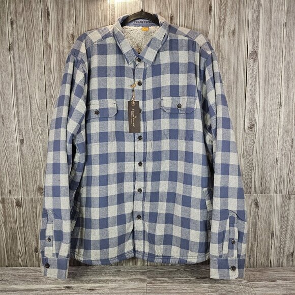 Tailor Vintage Soft Flannel Shirt Jacket Lined with Plush Sherpa Men's Size XXL - Picture 9 of 10